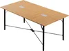 A rectangular conference table with a wood-grain top and black metal legs, shown from a diagonal angle against a white background. Voir les images du produit