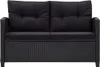 2-Sitzer-Gartensofa mit Kissen Schwarz 124 cm Poly Rattan Produktbild-Vorschau 3