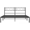 A black metal bed frame with a headboard, shown from the front on a white background. Podgląd zdjęcia produktu