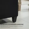 Close-up of the black leg of a piece of furniture, with text describing its features. Náhled obrázku produktu