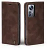 A brown flip case for a smartphone is shown from two angles. Produktbild-Vorschau