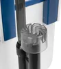Close-up of a filter component for an aquarium, showing a clear plastic impeller cover over black tubes, with blue and white background elements. Produktbild-Vorschau