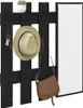 A black wooden coat rack with a shelf, hooks, a mirror, a hat, keys, and a bag. Podgląd zdjęcia produktu