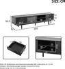 Diagrams and measurements of a TV lowboard. Produktbild-Vorschau
