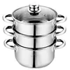 Dampfgarer 22 cm 3-teilig – Edelstahl – Glasdeckel – Produktbild-Vorschau 1