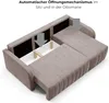 A sectional sofa with its storage compartments open, showing the mechanism for opening. Produktbild-Vorschau