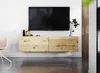 A wall-mounted media console with a television above it. Produktbild-Vorschau