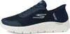 A side view of a blue Skechers sneaker with a white sole. Produktbild-Vorschau
