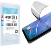 A product packaging and a smartphone screen protector being applied to a smartphone. Produktbild-Vorschau