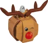 A close-up, studio shot of a Lego-style reindeer head ornament. Voir les images du produit