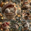 A collage of six Christmas ornaments, each shaped like an acorn and containing a sleeping woodland creature. Produktbild-Vorschau
