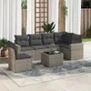 Design 7-tlg. Garten-Sofagarnitur mit Kissen Grau Poly Produktbild-Vorschau 1