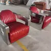 Aircraft Vintage Ledersessel Rot Echtleder Retro Sessel Produktbild-Vorschau 3