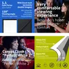 Collage of marketing images for a projector screen, showing features and people using it. Produktbild-Vorschau