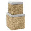 vidaXL Ottoman-Set 2 Stk. Seegras Grau -  Polsterhocker Produktbild-Vorschau 5