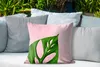 MuchoWow® Outdoor Kissen - Botanisches Blatt auf rosa Produktbild-Vorschau 4