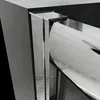 A close-up view of a shower enclosure's corner entry with a sliding door mechanism. Voir les images du produit