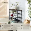 A shoe rack with shoes on it, in a room setting with plants and a basket. Náhled obrázku produktu