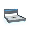 A bed frame with a headboard and integrated LED lighting. Produktbild-Vorschau