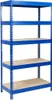 A blue metal shelving unit with wooden shelves against a white background. Anteprima dell’immagine prodotto