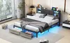 UnboxG Lit rembourré 140x200cm Lit double avec USB et Led, Voir les images du produit 5