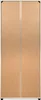 The back of a tall, narrow cabinet is shown against a light gray background. The cabinet is made of a light brown material, possibly particleboard or MDF, and has a vertical seam down the middle, covered by a strip of tape. The edges of the cabinet are fra Produktbild-Vorschau