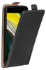 A black flip case for a smartphone is shown with the front cover open. Anteprima dell’immagine prodotto