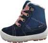 A single blue child's boot with pink laces is shown against a white background. Produktbild-Vorschau