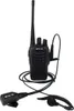 A black walkie-talkie with an attached headset and microphone is displayed against a white background. Produktbild-Vorschau