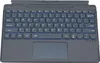 A top-down view of a dark gray portable wireless keyboard with a trackpad and blue backlighting. Náhľad obrázku produktu