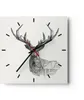Wanduhr - Quadrat - Glasuhr - Hirsch Skizze Skandinavisch - Produktbild-Vorschau 1