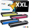 Four toner cartridges are displayed in front of a box with a parrot graphic. Produktbild-Vorschau