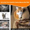 Collage of images showing cats damaging furniture, with text overlays. Produktbild-Vorschau