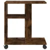 A wooden side table with wheels on a white background. Podgląd zdjęcia produktu