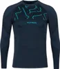 A navy blue long-sleeved shirt with teal geometric patterns on the chest and shoulders. Podgląd zdjęcia produktu