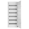 An open white metal electrical distribution box with multiple rows of slots for modules. Produktbild-Vorschau