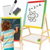 A child's double-sided easel with a whiteboard and chalkboard, along with accessories like a marker and eraser. Náhľad obrázku produktu