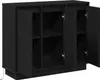 vidaXL Buffet LED noir aspect chêne 90 x 32 x 75 cm Voir les images du produit 7