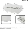 Diagrams and dimensions of a white coffee table. Voir les images du produit
