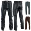 Herren-Schwarze Leder-Bikerjeans aus echtem Büffelleder. Weiches Leder wie eine zweite Haut. Einheitliche Beinlänge für individuelle Anpassung. Luxus und Haltbarkeit bei jedem Schritt. Jetzt Premium-Ledermode shoppen! Produktbild-Vorschau
