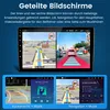 A collage of screenshots from a car infotainment system, showing navigation and music playback. Voir les images du produit