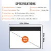 A diagram showing the specifications and dimensions of a projector screen. Podgląd zdjęcia produktu