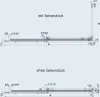 Diagrams showing dimensions for a shower wall with and without a side piece. Produktbild-Vorschau