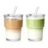Fine Life Pro Gläser-Set Gerippte Glasbecher mit Deckel und Produktbild-Vorschau 1