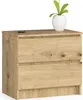 A wooden nightstand with two drawers and a plant on top. Podgląd zdjęcia produktu