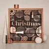 A Christmas advent calendar with makeup products displayed in front of it. Produktbild-Vorschau