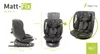 Collage showing different views and dimensions of a car seat. Podgląd zdjęcia produktu