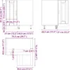 Diagrams showing the dimensions of a kitchen cabinet. Anteprima dell’immagine prodotto
