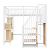 Vysoká posteľ 90 x 200 cm z kovu/dreva so schodiskom s Náhľad obrázku produktu 11