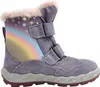 A single child's winter boot with a rainbow and star pattern. Produktbild-Vorschau